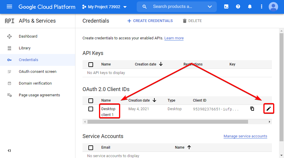 Настройка подключения Google Таблиц