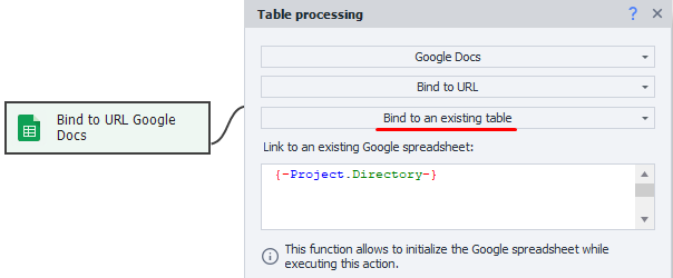 Bind to existing table